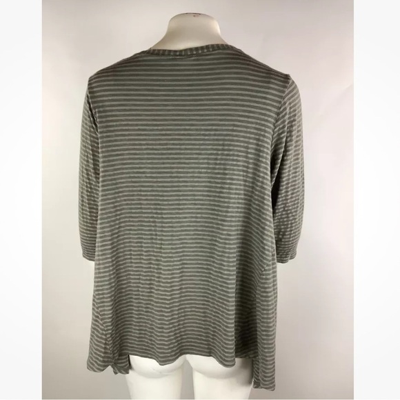Niche Nilgun Derman Sz L Draped Jersey Striped Top Green Rayon Spandex Pullon - Picture 4 of 6